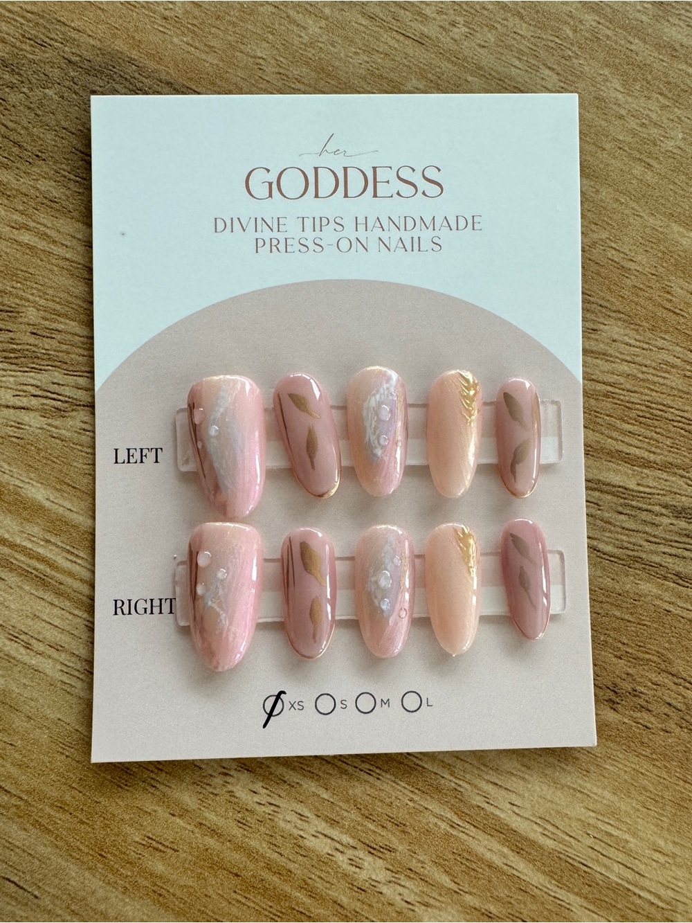 Her Goddess Handmade Press-On Nails - Pink & Nude Floral Set